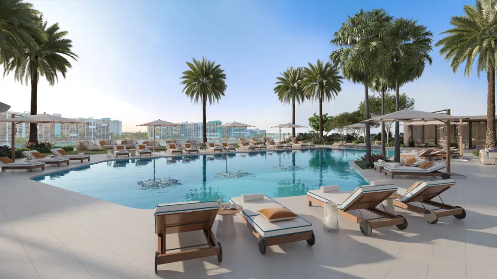 Icon Beach Hollywood condo resort-style pool deck