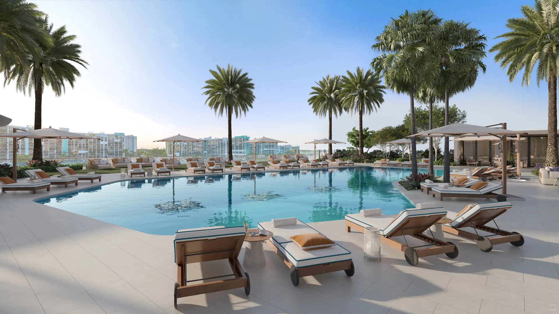 Icon Beach amenities pool deck rendering in Hollywood, Florida