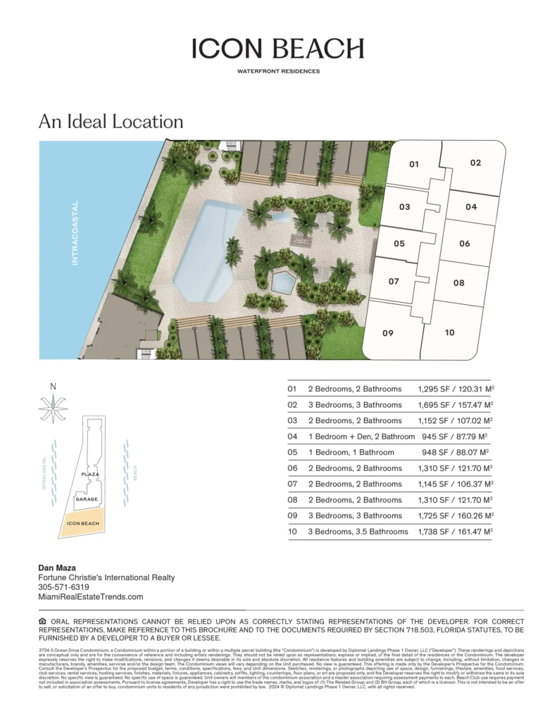 Icon Beach Hollywood Floor Plans Key Map floor plan with room dimensions and square footage