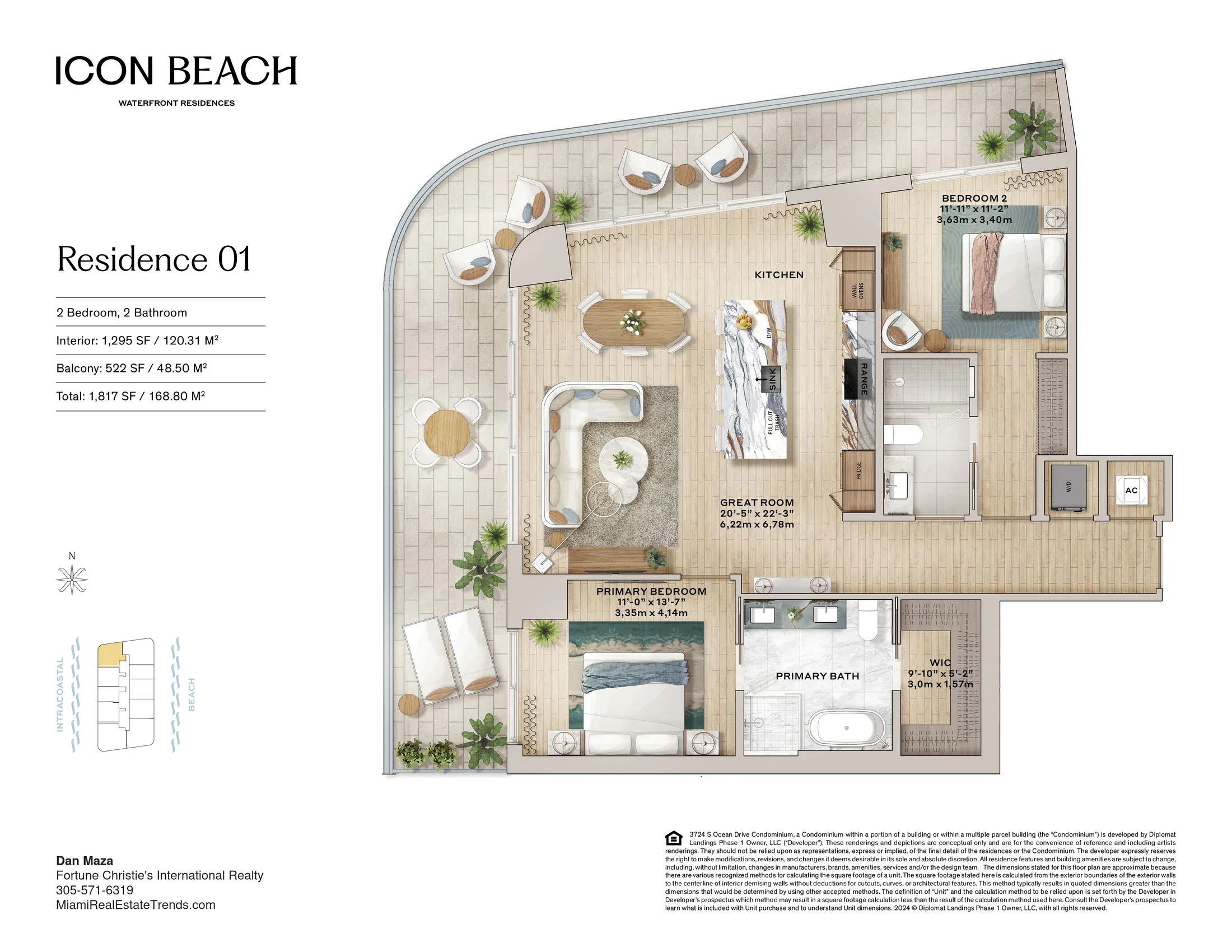 Icon Beach floor plans: Residence 01 layout